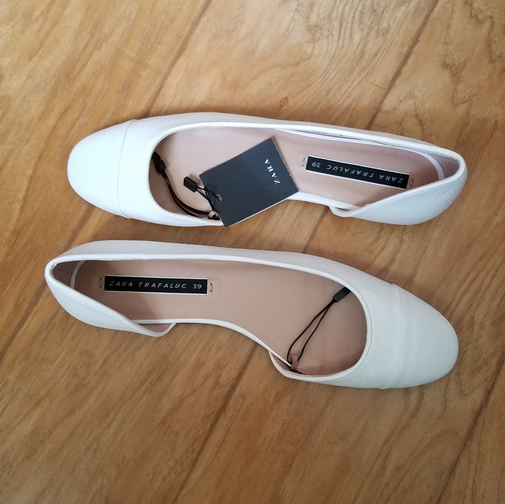 Zara Trafaluc Womens White Open Side Flats